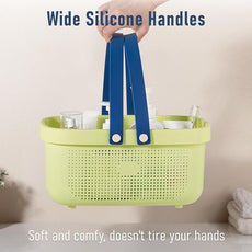 JiatuA Plastic Storage Basket with Handle Portable Shower Caddy Tote Organizer Basket Bin for Bathroom Kitchen Dorm Room Bedroom, ‌Yellow