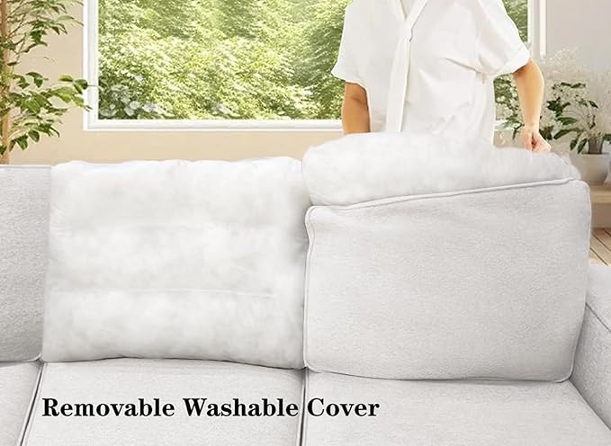 Legend Vansen Modular Sectional Sofa U Shaped Couch with Ottoman Modern Reversible Corner Sectional Couch for Living Room (Cream, U Shaped Sofa-3)