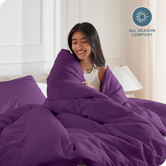 Bare Home Bedding Duvet Cover King Size - Premium 1800 Super Soft Collection - Lightweight, Cooling - Soft Breathable Bedding Duvet Cover (King, Plum)