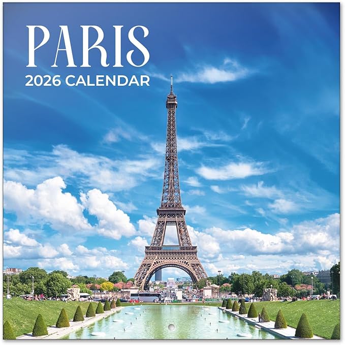 Paris Wall Calendar 2026 12" x 12" FSC® Plastic Free - Starts Week On Sunday | Family Planner Travel Calendar 2026