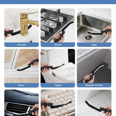 Crevice Cleaning Brushes, Cleaner Scrub Brush Tool for Hard to Reach Tight Space, Home Essentials, Serrated Scrub Brushes, Cleaning Supplies for Shower, Bathroom, Kitchen, Toilet (3, Black)