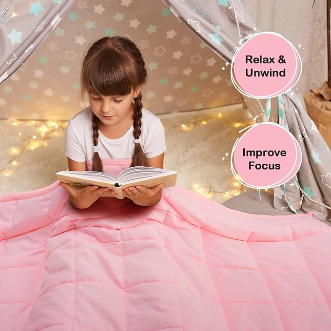 Kivik Weighted Blanket 3 lbs, Small Weighted Blanket 3 Pounds, Mini Heavy Blanket Throw, Breathable Cooling & Warm Blankets, Machine Washable, 36x48 Inches Pink