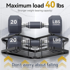 YASONIC Shower Caddy Corner, 3-Pack Adhesive Rustproof Stainless Steel Shower Shelves with Soap Holder, No Drilling Shower Organizer Corner for Dorm, Renters Bathroom, Black