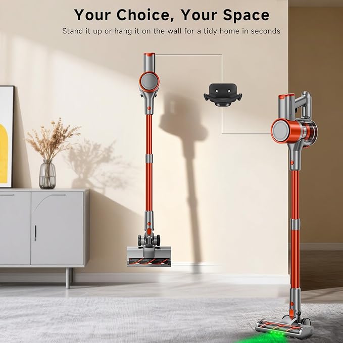 Stick Cordless Vacuum Cleaner - Lightweight Handheld Vacuum with Self Standing, Removable Battery with 45min Running Time, Anti-tangle Wireless Vacuum for Home Pet Hair/Hardwood Floor/Carpet OB
