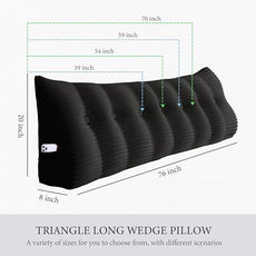 10 lbs Thickened Headboard Pillow Wedge Pillow Headboard Reading Pillow Bed for Comfortable Backrest Reading Triangular Pillow with Side Pocket Backrest Pillows for Sitting in Bed Full