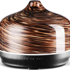 Porseme 500ml Glass Essential Oil Diffuser Aromatherapy Ultrasonic Cool Mist Humidifier 15-21 Running Hours Waterless Auto-Off Air Diffusers for Sleeping Yoga Office Working Spa and Rest (Dark Golden)