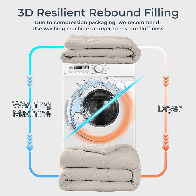 HEVUMYI Oatmeal Full Comforter Set - 7-Piece All Season Bed in a Bag Full, Ultra Soft Bedding Set with Comforter, Flat Sheet, Fitted Sheet, Pillowcases, Pillow Shams