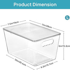 Vtopmart 4 Pack Clear Stackable Storage Bins with Lids, Large Plastic Containers with Handle for Pantry Organizer and Storage,Perfect for Kitchen,Fridge,Cabinet, Closet,Bathroom Organization