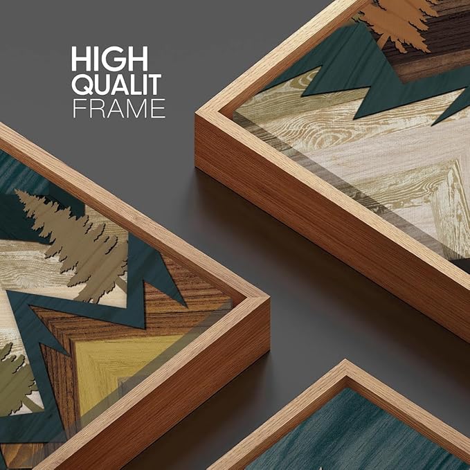 BINCUE Mountain Wall Art Framed Canvas Wall Art Nature Forest Wall Decor Rustic Farmhouse Wall Painting Moon Art for Living Room Bedroom Dining Room Large Size 20"x40"