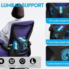 Ergonomic Office Chair - X-Shaped Computer Desk Chair Comfy, Gaming Chair, Office Chair with Lumbar Support, Mesh Office Chairs, Desk Chair for Long Hours(Black Purple)