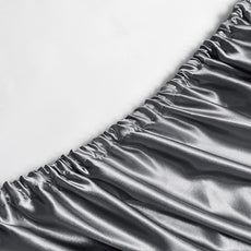 Satin Sheets Queen Size - 6 Pieces Luxury Silky Soft Bed Sheets, Wrinkle-Free Dark Grey Satin Silk Sheet Set with 1 Deep Pocket Fitted Sheet, 1 Flat Sheet, 4 Pillow Cases