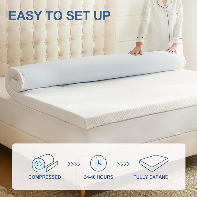 3 Inch Memory Foam Mattress Topper Twin XL, Memory Foam Pad with Removable & Washable Cover, Bed Topper for Back Pain, Non-Slip Ventilated Design, Twin XL Size