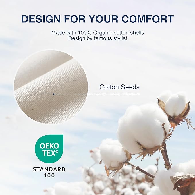 UNIKOME White Goose Down Feather Pillows - 100% Organic Cotton Cover - King Size Pillow Set of 2, Made in Japan Pillow for Sleeping