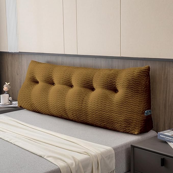 Large Bolster Triangular Headboard Wedge Backrest Positioning Support Bed Rest Reading Pillows Headboard Wedge Pillows for Day Bed with Removable Cover