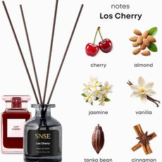 SNSE Los Cherry Perfumed Reed Diffuser Set - Premium Reed Diffusers for Home with Diffuser Reeds, Luxurious Gift Aroma, Sophisticated Scent, Ideal for Relaxation, Elegant Home Fragrance