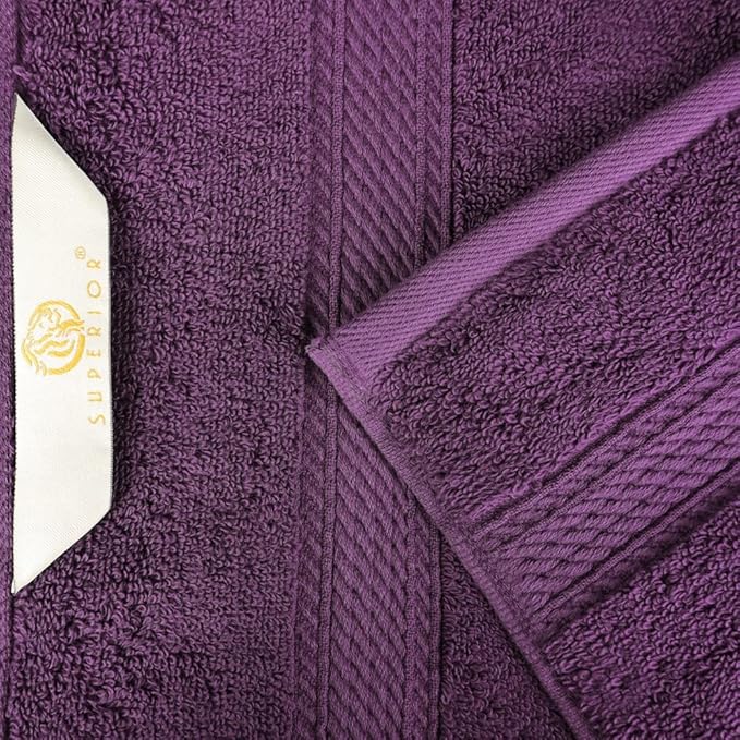 Superior Egyptian Cotton Pile Face Towel/Washcloth Set of 6, Ultra Soft Luxury Towels, Thick Plush Essentials, Absorbent Heavyweight, Guest Bath, Hotel, Spa, Home Bathroom, Shower Basics, Plum