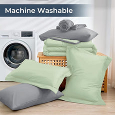 HEVUMYI Full Comforter Set - 7-Piece All Season Bed in a Bag Full, Ultra Soft Bedding Set with Comforter, Flat Sheet, Fitted Sheet, Pillowcases, Pillow Shams, Sage Green & Light Grey