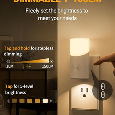 Lyridz LED Plug-in Night Light with 360° Motion Sensor, 1-150 Lumens Dimmable Nightlights Indoor for Bathroom, Bedroom, Hallway, Stairs, Pet House, 2 Pack