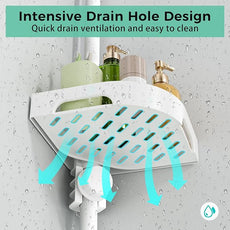 4-Tier Corner Shower Caddy Tension Pole Organizer - Adjustable Rustproof Metal Tension Pole, Plastic Shelves with Safety Guardrail, Bathroom Storage for Shower & Bathtub(White)