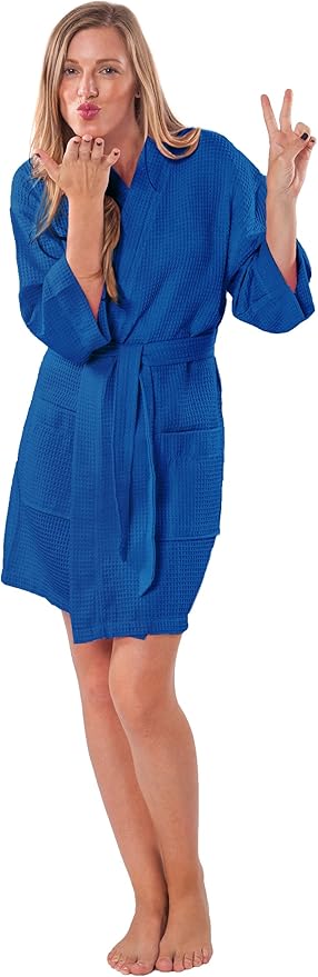 Turquaz Lightweight Short Robes For Women Waffle Kimono Bathrobe - Soft, Fast-Drying, Long-Lasting Cotton Blend