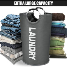 DOKEHOM 125L X-Large Collapsible Washing Laundry Basket Bag (7 Colors) for Bedroom, Fabric (Dark Grey, XL)