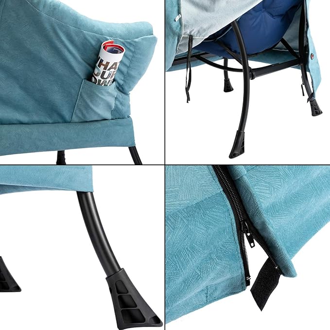 HollyHOME Lazy Chair with Armrest and Side Pocket, Comfy Accent Lounge Chair,Leisure Sofa Armchair for Living Room, Bedroom, Dorm, or Small Spaces, Oversized Reading Sofa Chair, Textured Blue