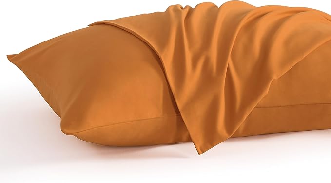 NTBAY King Pillow Cases Set of 2, 2 Pack Brushed Microfiber 20x40 Pillow Cases, Soft, Wrinkle, Fade, Stain Resistant Pale Orange Pillow Cases with Envelope Closure, 20x40 Inches, Pale Orange
