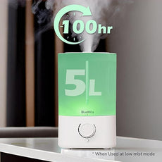 BlueHills Premium 5000 ML XL Essential Oil Diffuser Humidifier Large Room Huge Coverage Area 5 Liter Big Capacity High Mist Output 100 Hours Long Run Time Aroma Diffuser White G501