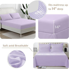 JOLLYVOGUE King Comforter Set, Ultra-Soft Bed in a Bag King Size 7 Pieces, Oeko-TEX Certified Bedding Set with Down Alternative Comforter, Sheets, Pillowcases & Shams, Lavender