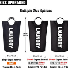 Caroeas 90L Laundry Basket (13 Colors), Waterproof Laundry Hamper, Laundry Bag with Padded Handles, Clothes Hamper Stands Up Well, Collapsible Laundry Basket Easy Storage