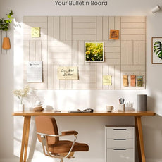 Bumusty Large Cork Board Alternative-47 x35 Felt Bulletin Board Tiles, with 30 Pushpins, 70 Adhesive Tabs, 12-Pack Slat Wall Paneling, Cork Boards for Office Push Pin Board Felt Board-Oatmeal