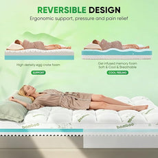 Queen Mattress Topper, 3 in 1 Memory Foam Mattress Topper for Back Pain, 2