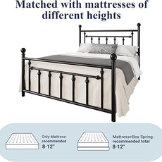 Allewie 14 Inch Full Size Metal Platform Bed Frame with Victorian Vintage Headboard and Footboard/Mattress Foundation/Under Bed Storage/No Box Spring Needed/Easy Assembly/Noise Free/Black