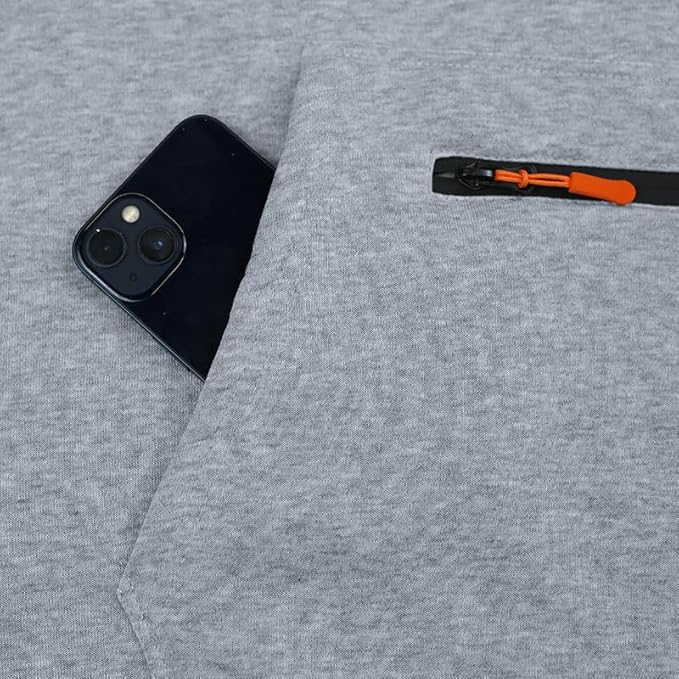 Men's Hooded Sweatshirt - Quarter Zip Pullover with Pockets Autumn Winter Casual Wear for Vacations