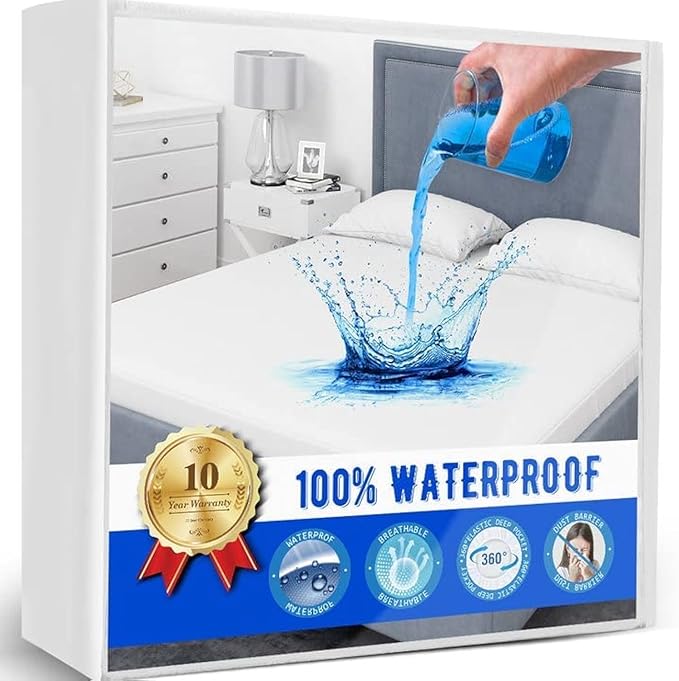 Queen Mattress Protector, Waterproof Mattress Cover - Soft, Breathable Terry for Pets, Kids & Adults - 60" x 80"