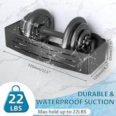 Onemake Suction Cup Shower Caddy, Suction Shower Shelf with Portable Hooks, Bath Organizer with Towel Bar for Bathroom Storage(Matte Black)