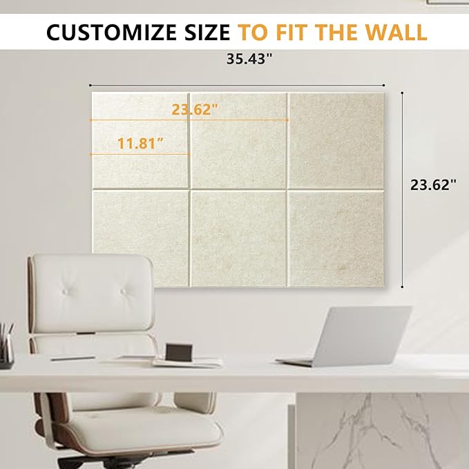 Thick Cork Board Tiles for Wall with Push Pins, 36"x24"x0.47" Bulletin Board Sets, Self-Adhesive Pin Board | Magrowill 6 Packs Felt Panels for Office Home Classroom Dorm