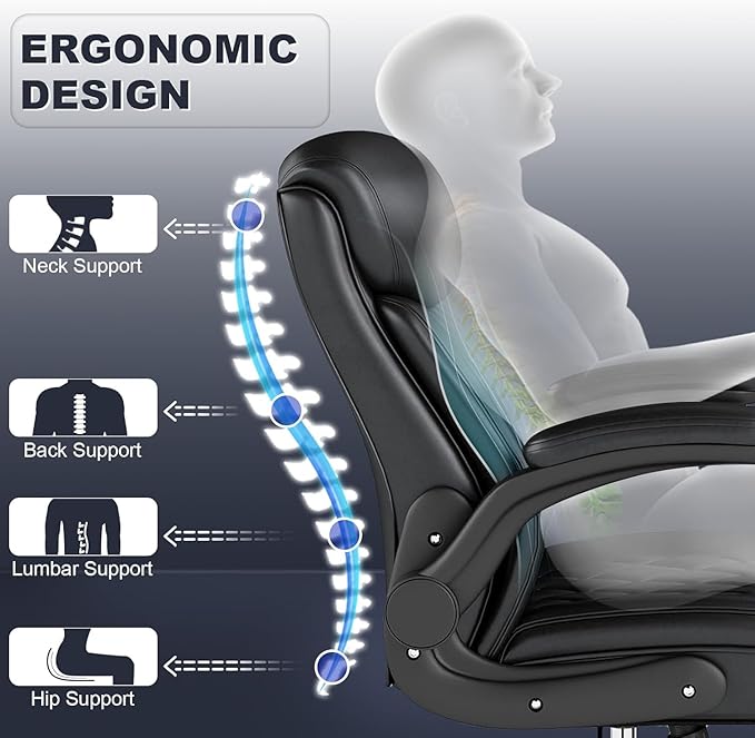 AnyGod Ergonomic Mid-Back Desk Chairs Comfy for Home Office with Flip-up Armrests, Lumbar Support, Adjustable Height and Swivel Rolling Wheels