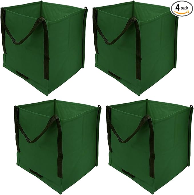 DURASACK Heavy Duty Storage Tote Bag 22-Gallon Rugged Woven Polypropylene Moving Bag, Reusable Self-Standing Design, Holds up to 500 Pounds, Pack of 4, Green
