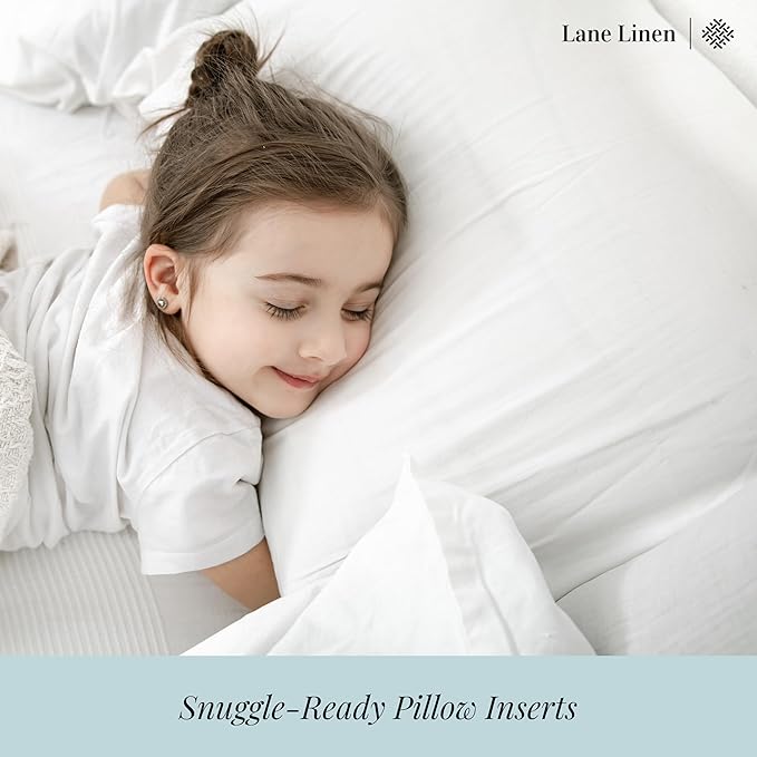 LANE LINEN Pillows Standard Size Set of 4 - Medium Soft Support Gusseted Hotel Quality Pillows for Sleeping, Oeko Tex Certified, Down Alternative Perfect for Back, Stomach or Side Sleepers - White