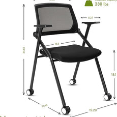 10 Pack Conference Room Chairs with Wheels and Sliding Armrest,Foldable Nesting Chair for Office School Church Waiting Room Black