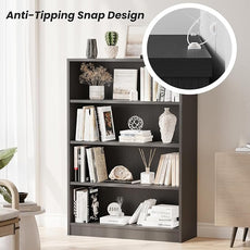 Farini 4 Shelf boockase Display Bookcase Freestanding Wooden Bookshelves for Home Office Living Room,48 Inch Height,Grey