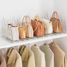 Bag & Purse Organizer for Closet, 2 Pack Adjustable Clear Handbag Storage Holder, Acrylic Shelf Dividers for Closet Organizers and Storage - Keep Carteras & Pocketbook Upright