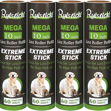 10 inch Mega All-Purpose Pet Hair Lint Roller Refills Compatible with Evercare Mega Roller 10'' Wide Ultra Sticky 60 Sheets Each Refill (Pack of 6, 360 Sheets Total)