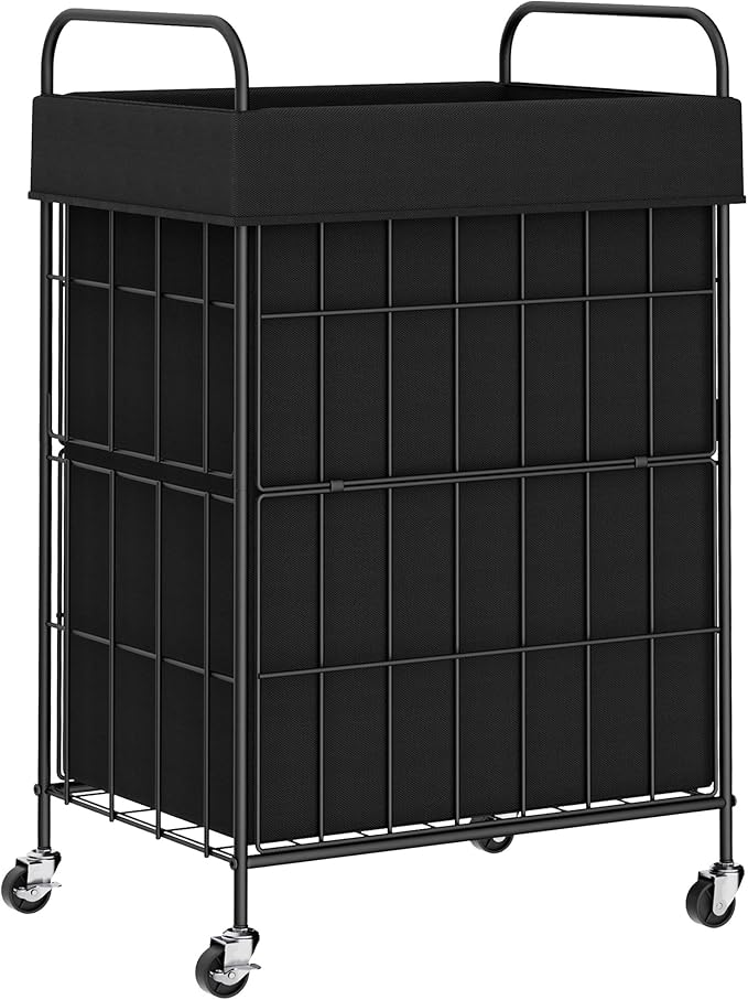 Laundry Hamper with Wheels, 90L Laundry Basket with Handle, Laundry Sorter with Removable Liner Bag