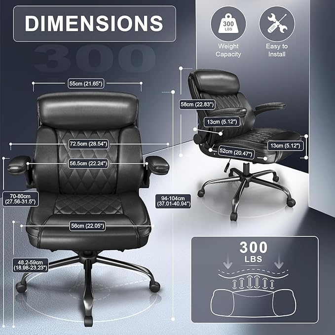 AnyGod Ergonomic Mid-Back Desk Chairs Comfy for Home Office with Flip-up Armrests, Lumbar Support, Adjustable Height and Swivel Rolling Wheels