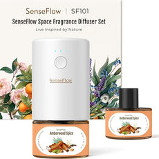 SF101 Pro Waterless Plug-In Air Freshener, 100% Plant-Based Ultrasonic Diffuser, Adjustable 120-Day Scent Air Mist, Covers 100㎡ for Home, Hotel-Amberwood Spice