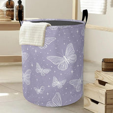 Groovy Butterfly Laundry Basket,Purple Oxford Cloth Laundry Hamper With Handle Foldable Portable Clothes Storage Basket Storage Bag For Laundry Room/Bathroom/Bedroom/Dormitories