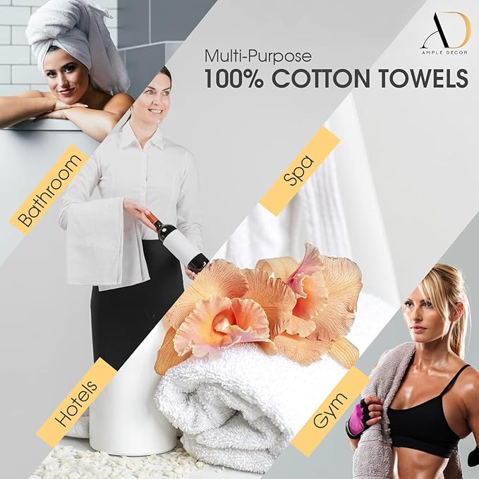 Ample Decor Bathroom Towel Set of 18-4 Hand Towel, 4 Bath Towel, 10 Wash Cloths - Oeko Tex Certified 600 GSM 100% Cotton - High Absorbency Quick Drying, Ideal for Gifting - Beige