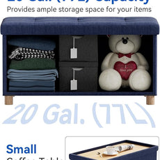 BRIAN & DANY 30 Inches Folding Storage Ottoman Bench, Ottoman with Storage Bench for Bedroom, Living Room, Entryway, Foot Rest with Legs, Blue